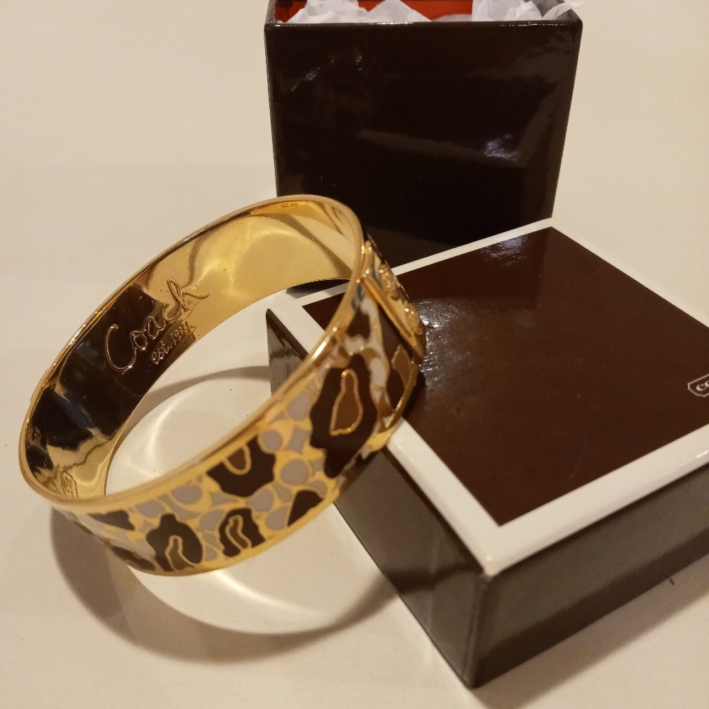 Coach oclet wild beast bangle bracelet, leopard